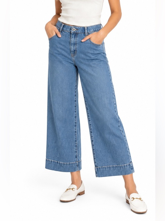 J. Jill Denim - J.Jill Stretch Petite Wide Leg Cropped Jeans 6P Medium Wash Denim